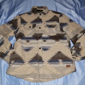 JACHS NEW YORK MEN'S WOOL BLEND SHERPA LINED AZTEC SOUTHWEST SHIRT JACHET SZ M